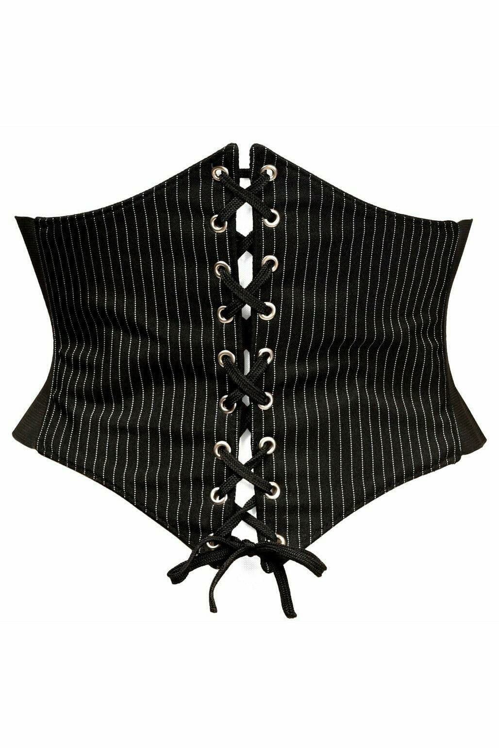 Daisy Corsets Lavish Pinstripe Corset Belt Cincher in Black  from SexyShoes.com