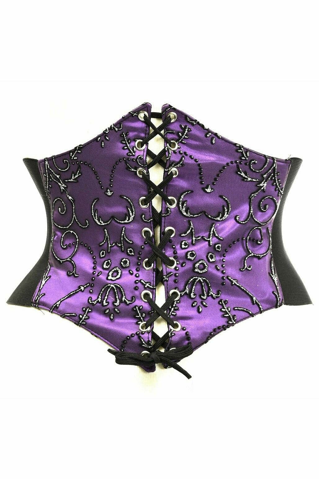 Lavish Purple Embroidered Corset Belt Cincher-Corset Belts-Daisy Corsets-Purple-S-SEXYSHOES.COM