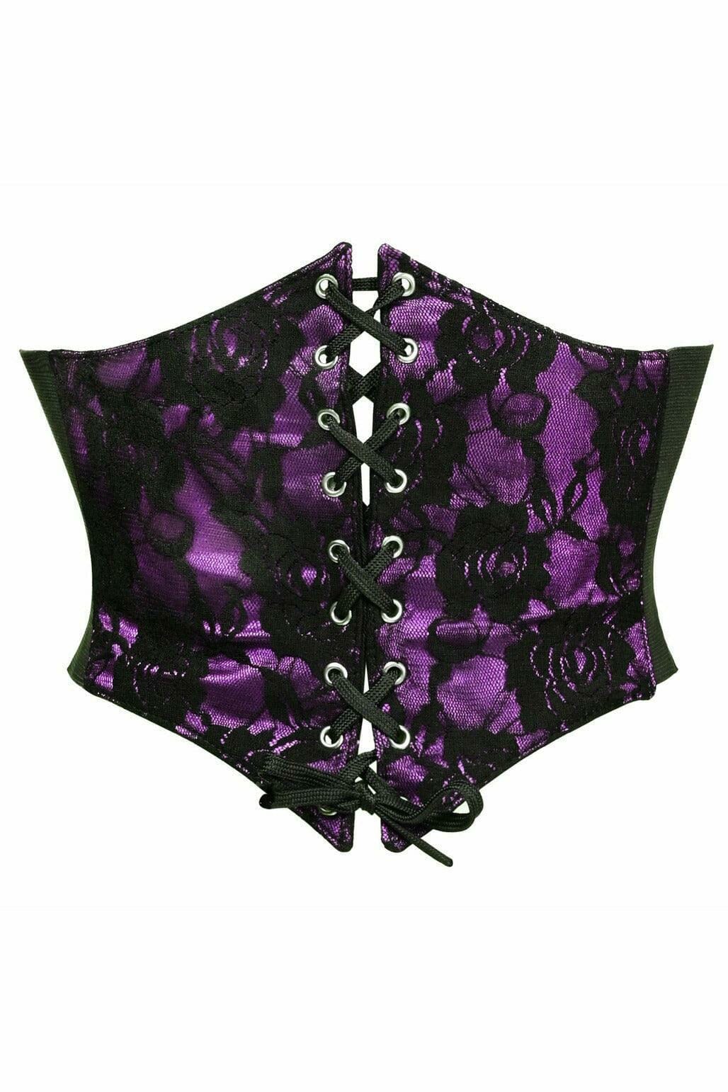 Daisy Corsets Lavish Purple w/Black Lace Overlay Corset Belt Cincher in Purple  from SexyShoes.com