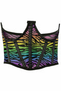 Lavish Rainbow Animal Print Mesh Open Cup Waist Cincher