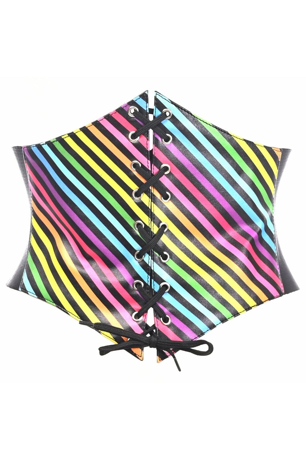 Lavish Rainbow Stripes Lace-Up Corset Belt Cincher-Corset Belts-Daisy Corsets-Rainbow-S-SEXYSHOES.COM