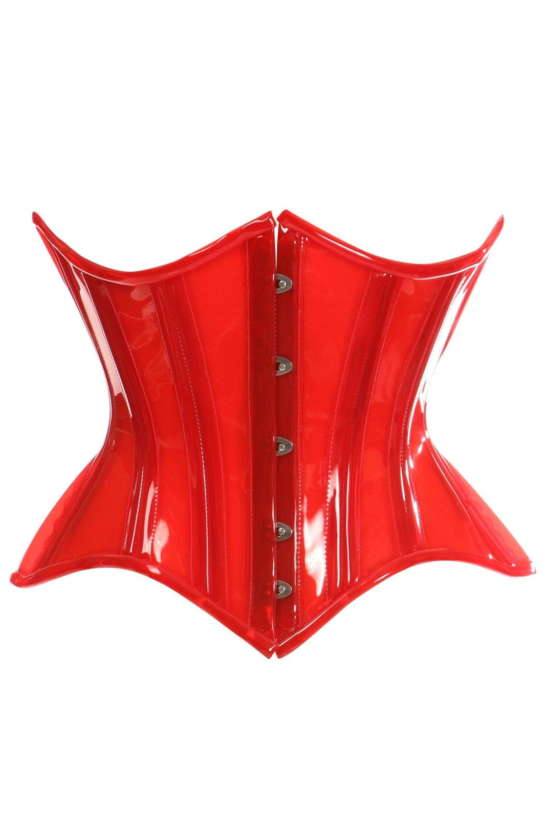 Lavish Red Clear Curvy Underbust Waist Cincher Corset-Waist Cincher-Daisy Corsets-Red-2X-SEXYSHOES.COM