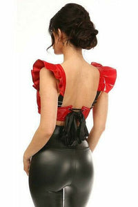 Daisy Corsets Lavish Red Patent Underwire Bustier Top w/Removable Ruffle Sleeves in Red 