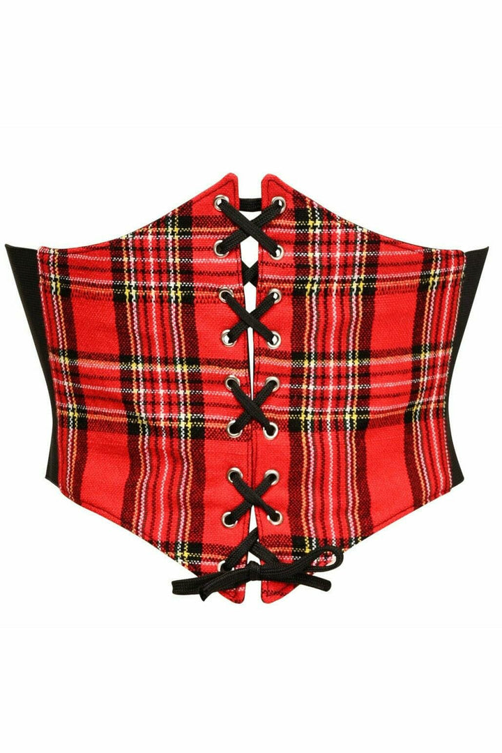 Lavish Red Plaid Corset Belt Cincher-Corset Belts-Daisy Corsets-Red-S-SEXYSHOES.COM