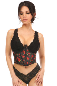 Daisy Corsets Lavish Red Roses Satin Open Cup Waist Cincher in Red  from SexyShoes.com