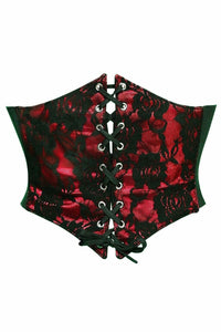 Daisy Corsets Lavish Red w/Black Lace Overlay Corset Belt Cincher in Red  from SexyShoes.com