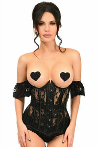 Daisy Corsets Lavish Sheer Black Lace Underbust Underwire Corset w/Ruffle Sleeve in Black  from SexyShoes.com