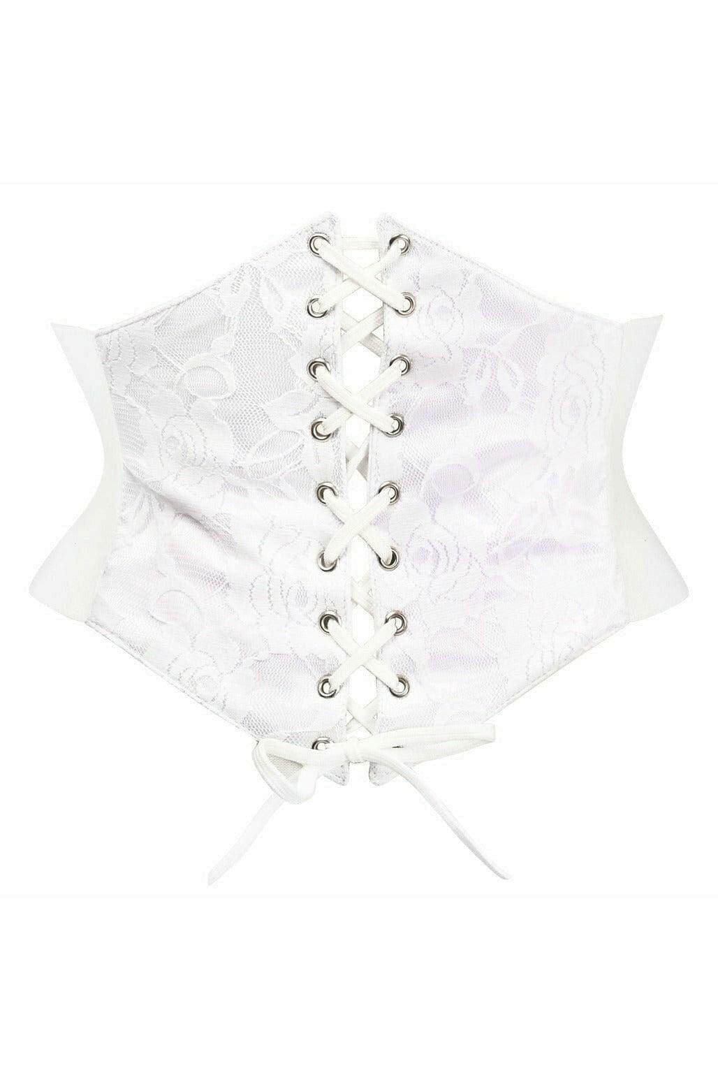 Daisy Corsets Lavish White Lace Corset Belt Cincher in White  from SexyShoes.com