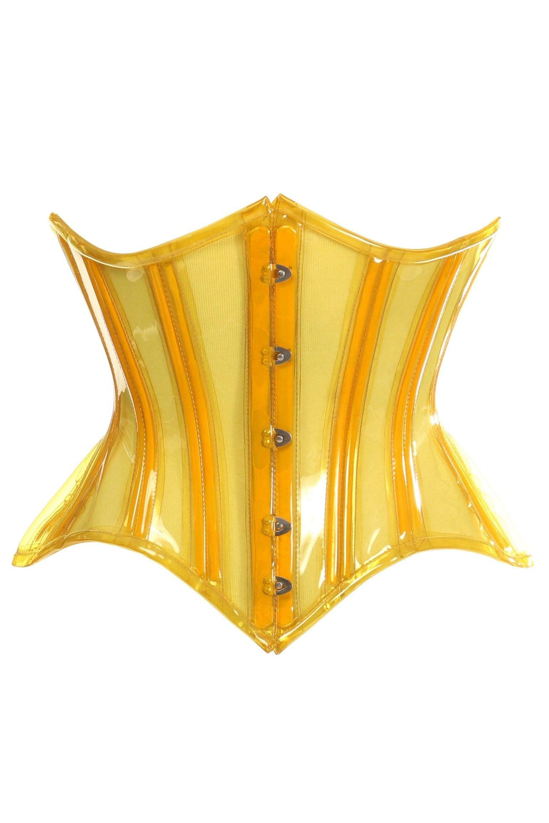 Lavish Yellow Clear Curvy Underbust Waist Cincher Corset-Waist Cincher-Daisy Corsets-Yellow-2X-SEXYSHOES.COM