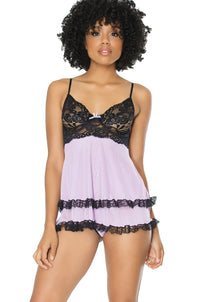 Layered Lace Babydoll Set-Babydolls-Coquette-Purple-L-SEXYSHOES.COM