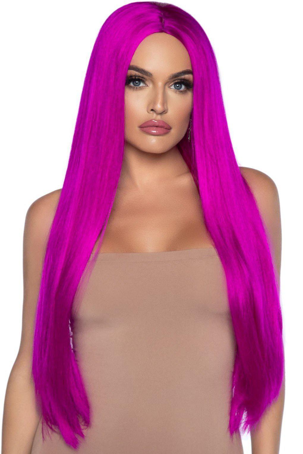 Long Straight Center Part Wig-Wigs-Leg Avenue-Fuchsia-O/S-SEXYSHOES.COM