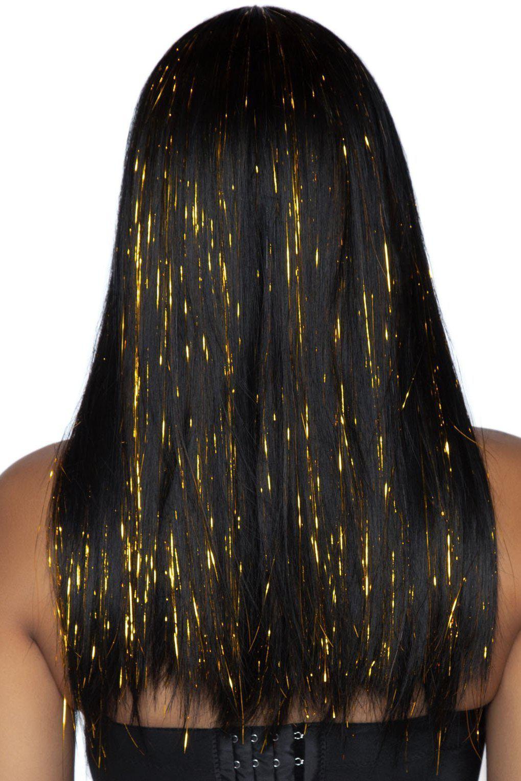 Long Straight Wig with Tinsel-Wigs-Leg Avenue-Black-O/S-SEXYSHOES.COM