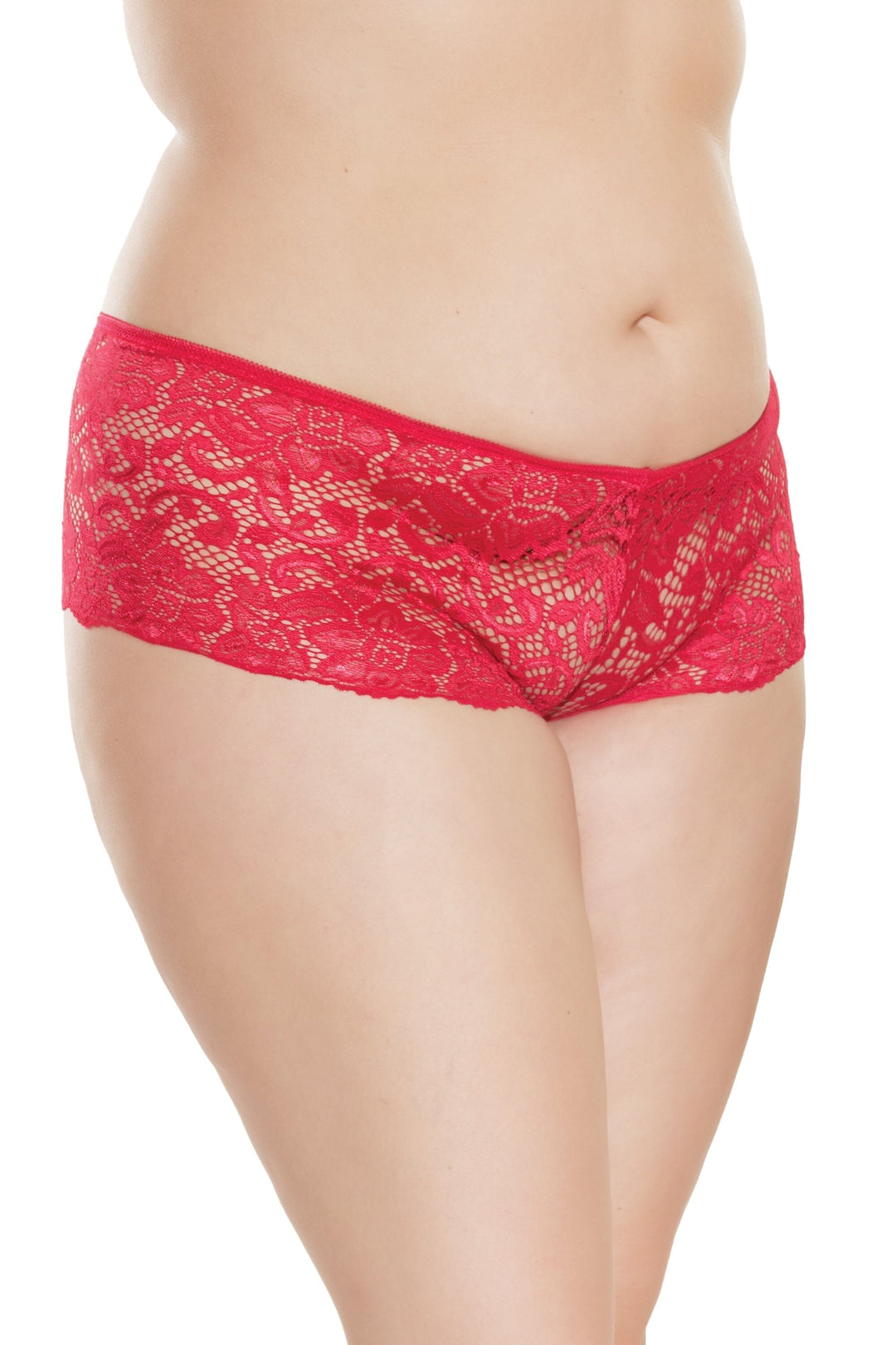 Low Rise Lace Booty Short | Plus Size-Booty Shorts-Coquette-Red-Q-SEXYSHOES.COM