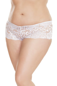 Coquette Low Rise Lace Booty Short in White  from SexyShoes.com