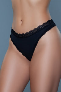 BeWicked Low Rise Thong With Lace Trim in Multi 