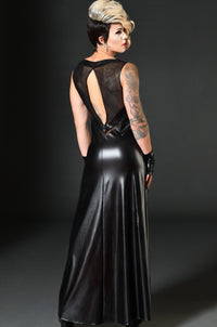 Madame XY by Patrice Lucie Long Slit Edgy Dress in Black Wetlook