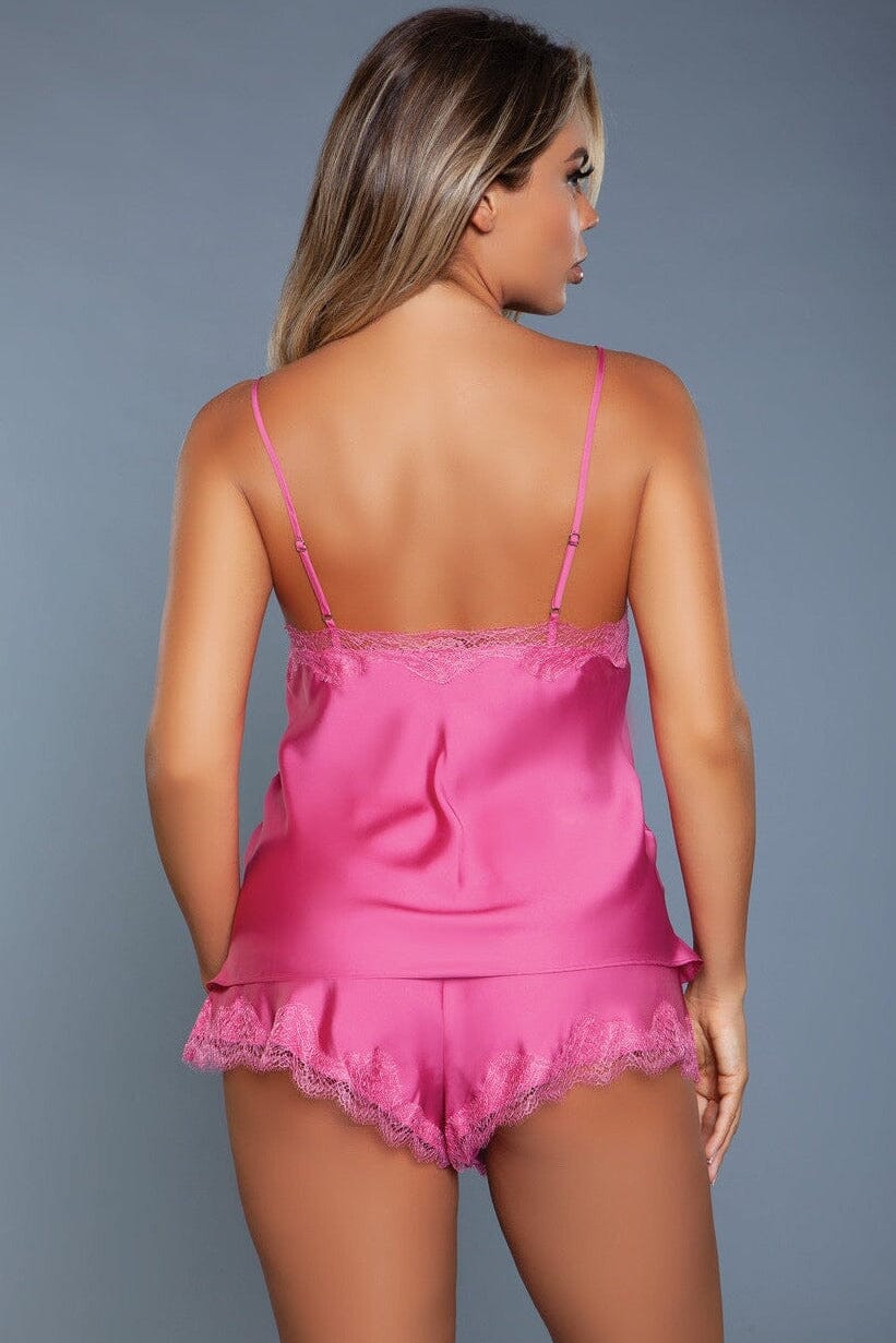 BeWicked Luxe Cami Set With Lace Trim in Pink 