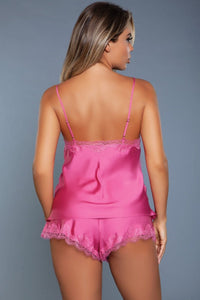 BeWicked Luxe Cami Set With Lace Trim in Pink 