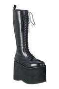 MEGA-602 Black Faux Leather Knee Boot