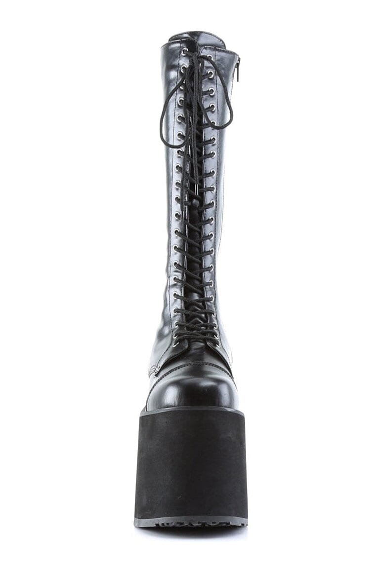 Demonia MEGA-602 Black Faux Leather Knee Boot in Black Faux Leather