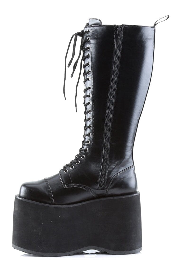 Demonia MEGA-602 Black Faux Leather Knee Boot in Black Faux Leather