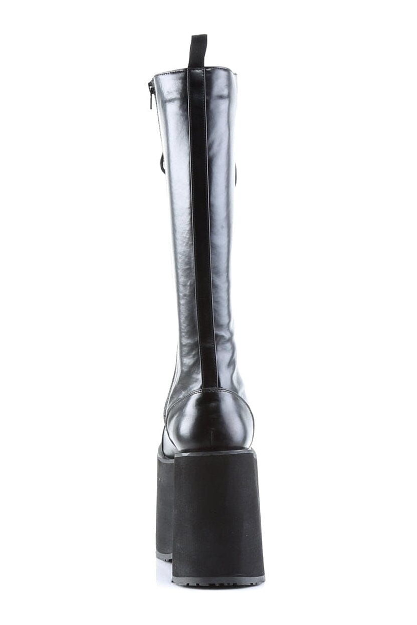 Demonia MEGA-602 Black Faux Leather Knee Boot in Black Faux Leather