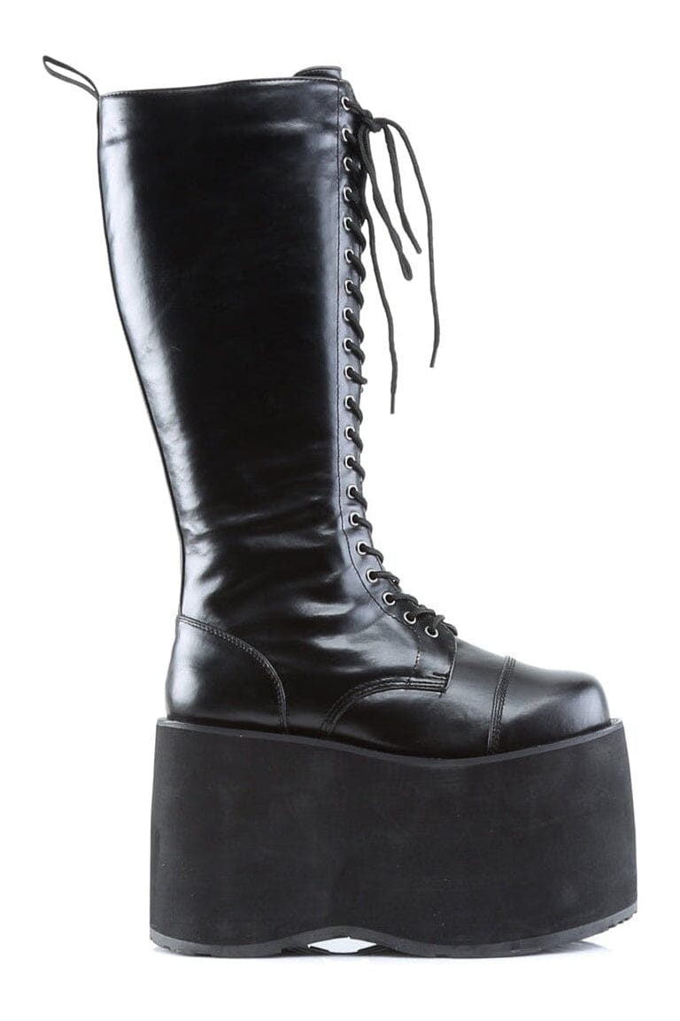 Demonia MEGA-602 Black Faux Leather Knee Boot in Black Faux Leather