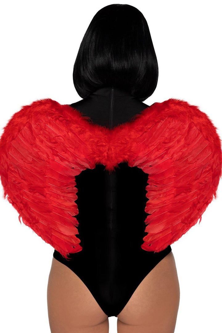 Marabou Trimmed Angel Wings-Wings + Harness-Leg Avenue-Red-O/S-SEXYSHOES.COM