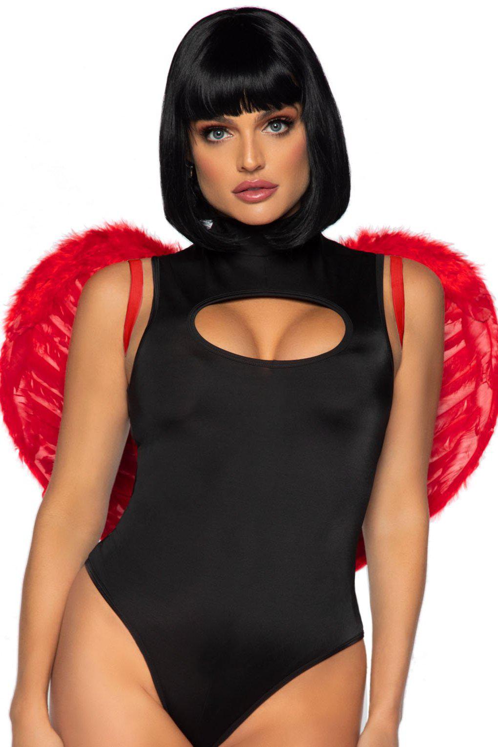 Marabou Trimmed Angel Wings-Wings + Harness-Leg Avenue-Red-O/S-SEXYSHOES.COM