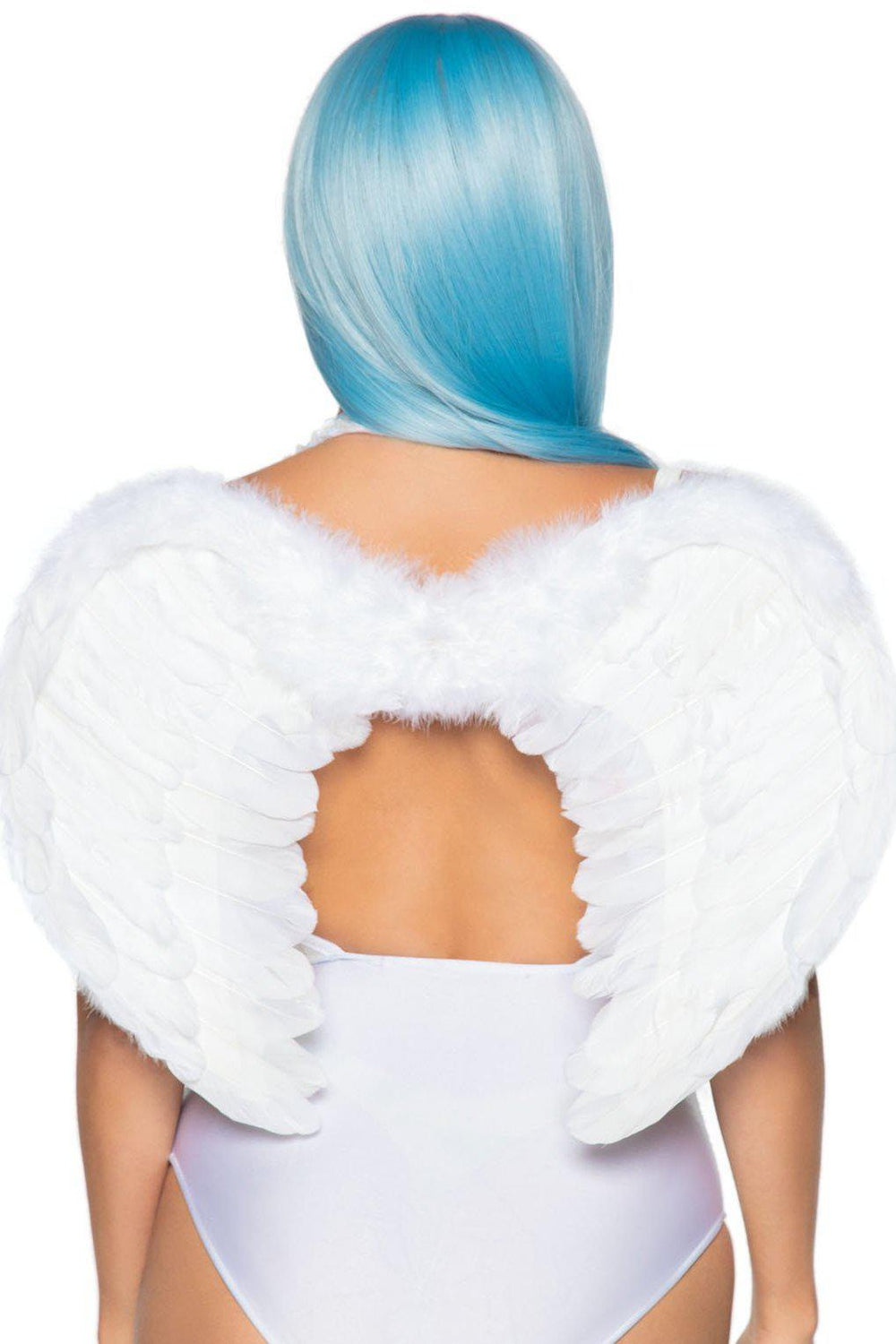 Marabou Trimmed Angel Wings-Wings + Harness-Leg Avenue-White-O/S-SEXYSHOES.COM