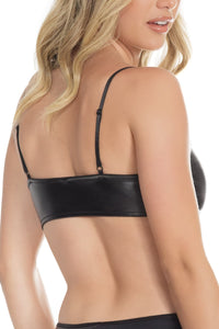 Matte Wetlook Bralette With Front Zipper Closure & Adjustable Straps-Bras-Coquette-Black-O/S-SEXYSHOES.COM
