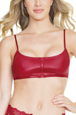 Matte Wetlook Bralette With Front Zipper Closure & Adjustable Straps