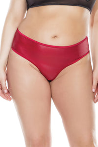 Coquette Matte Wetlook Crotchless Panty With Laceup Panel At Back in Red  from SexyShoes.com