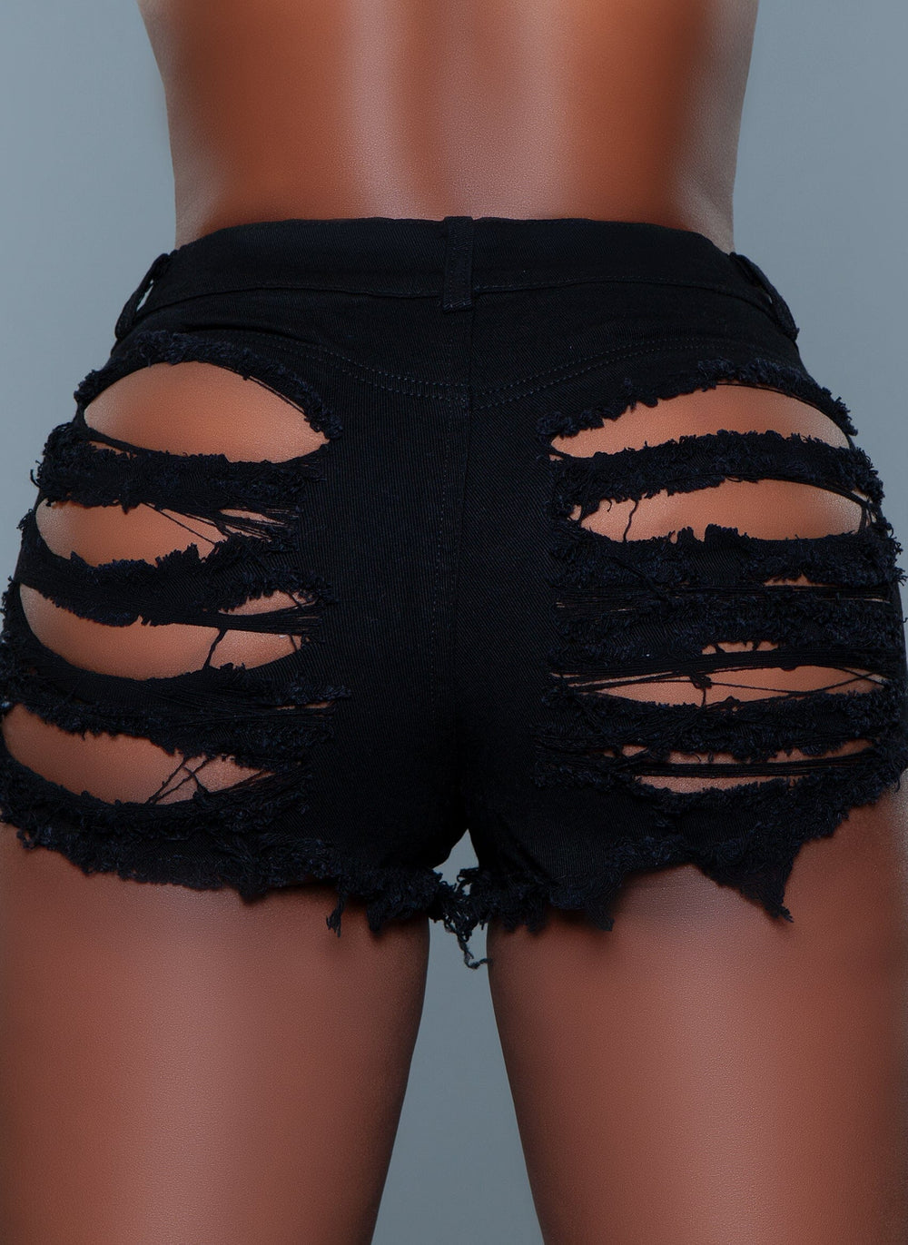 Medium Rise Denim Shorts With Zipper Closure-Denim Shorts-BeWicked-SEXYSHOES.COM