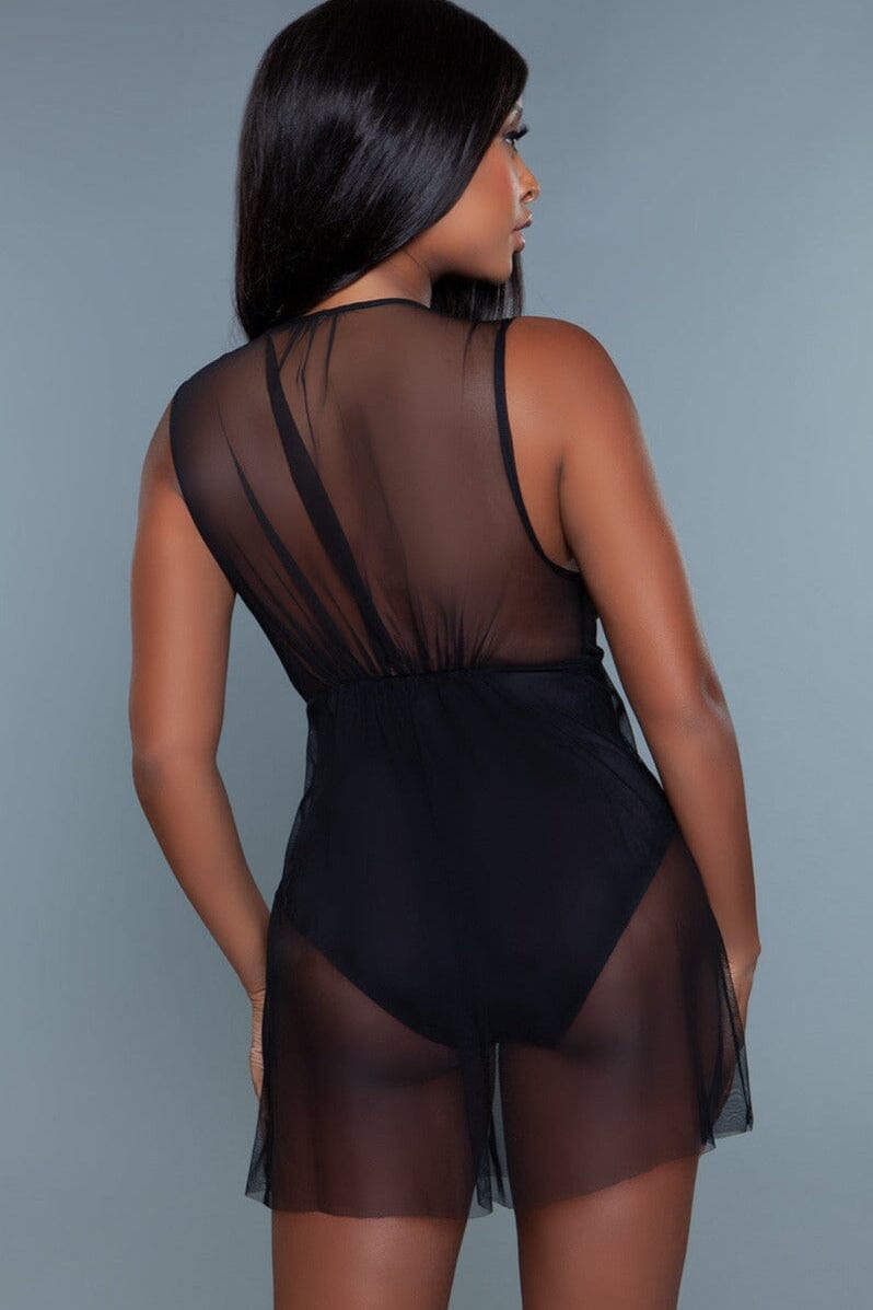 BeWicked Mesh Babydoll With Inner Bodysuit in Black 