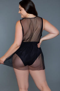 BeWicked Mesh Babydoll With Inner Bodysuit in Black 