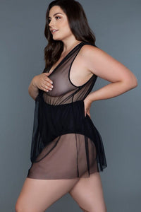 BeWicked Mesh Babydoll With Inner Bodysuit in Black 