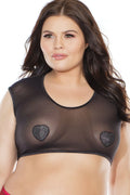 Mesh Cap Sleeve Crop Top | Plus Size