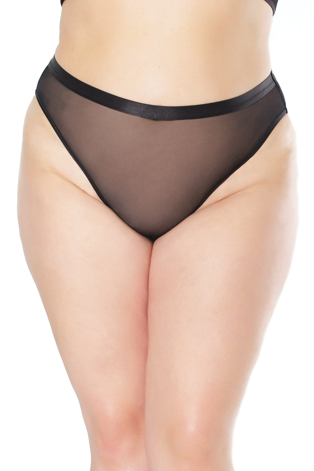Coquette Mesh High Rise Crotchless Panty in Black  from SexyShoes.com