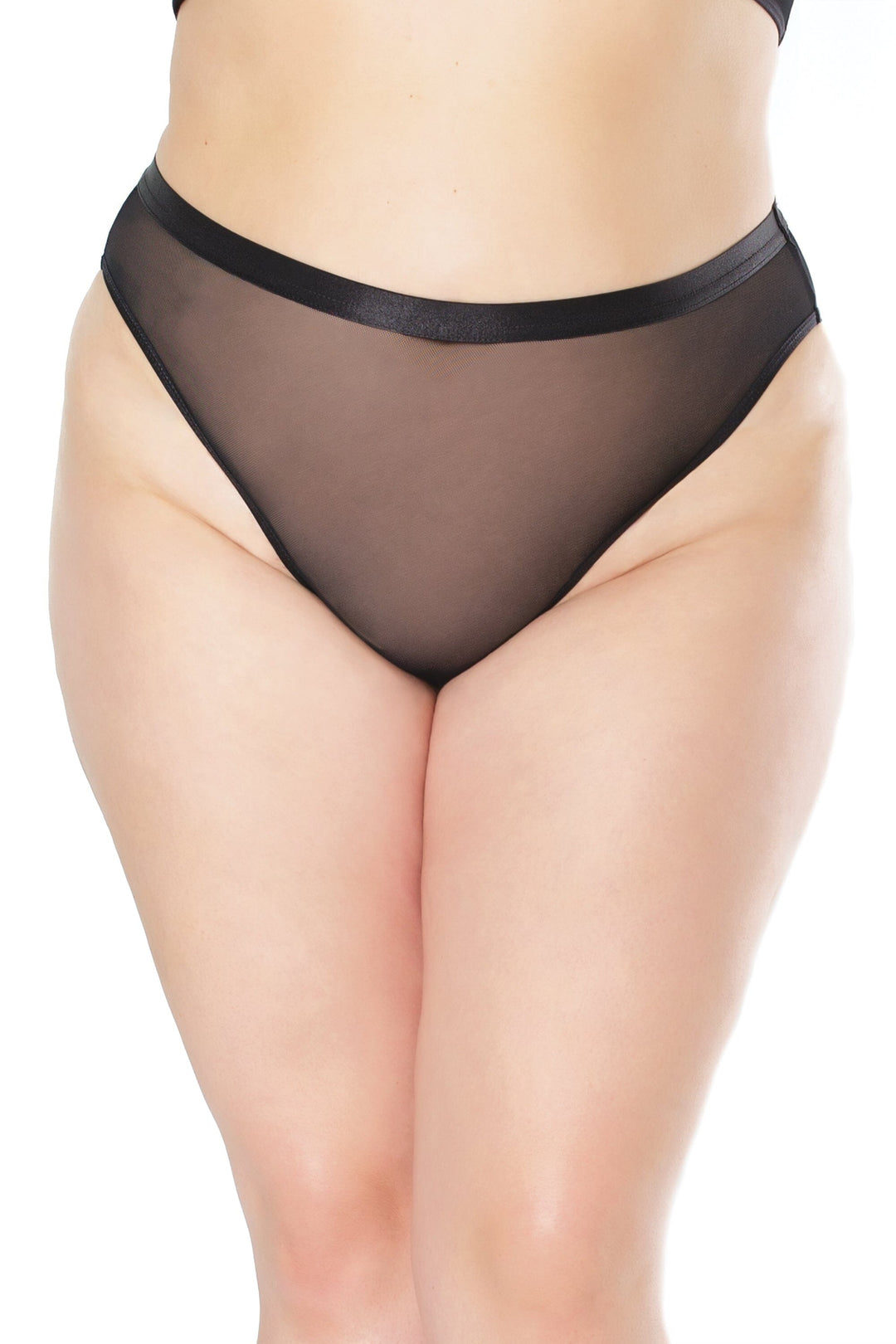 Mesh High Rise Crotchless Panty | Plus Size-Panties-Coquette-Black-Q-SEXYSHOES.COM