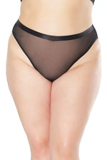 Mesh High Rise Crotchless Panty | Plus Size