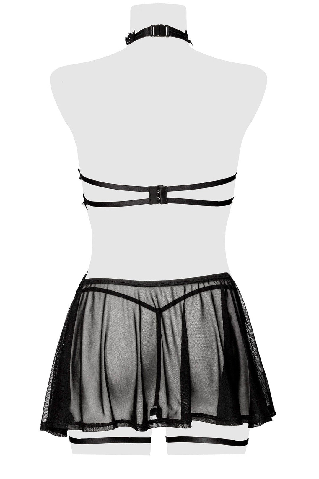 Mesh & Lace Flirty Lingerie Skirt Set-Fetish Sets-Grey Velvet-SEXYSHOES.COM