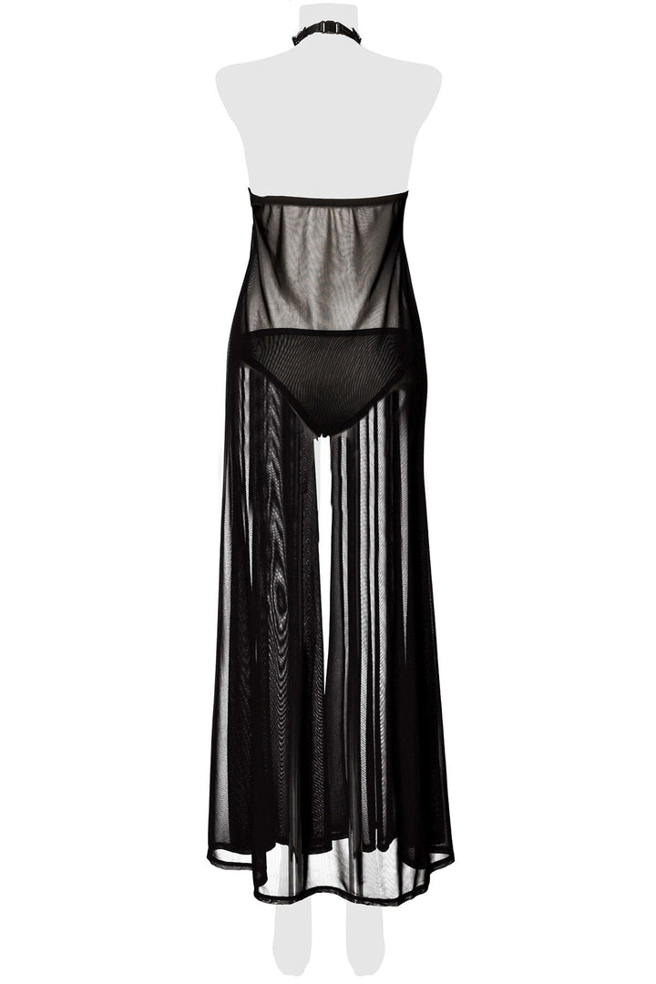 Mesh Lingerie Gown Set-Fetish Sets-Grey Velvet-SEXYSHOES.COM