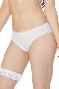 Coquette Mesh Panty with Back Large Ribbon Bow in White  from SexyShoes.com