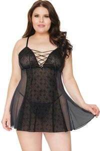 Coquette Mesh Side Panel Chemise in Black  from SexyShoes.com