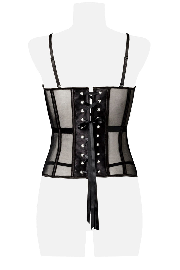 Mesh Underbust 3 Piece Corset Set-Fetish Corsets-Grey Velvet-SEXYSHOES.COM