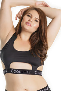 Coquette Microfiber Bralette With Cut Outs in Black  from SexyShoes.com