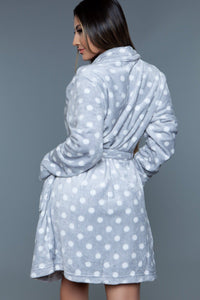BeWicked Mid Length Plush Velour Robe in Grey 