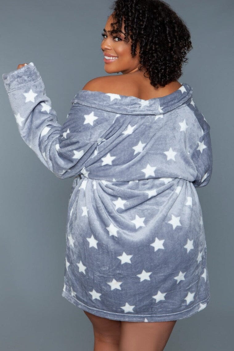 Mid-Length Plush Velour Robe-Gowns + Robes-BeWicked-SEXYSHOES.COM