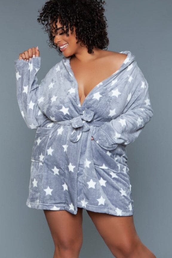 Mid-Length Plush Velour Robe-Gowns + Robes-BeWicked-SEXYSHOES.COM
